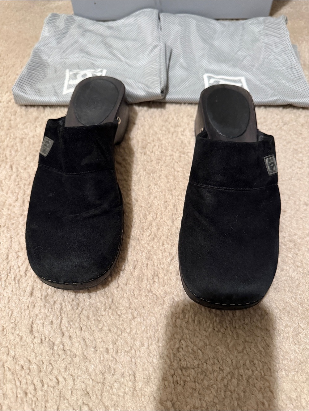 CHANEL Black Suede Women’s Slip-On Clogs